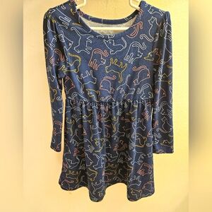 Navy dress with colorful cats size 5